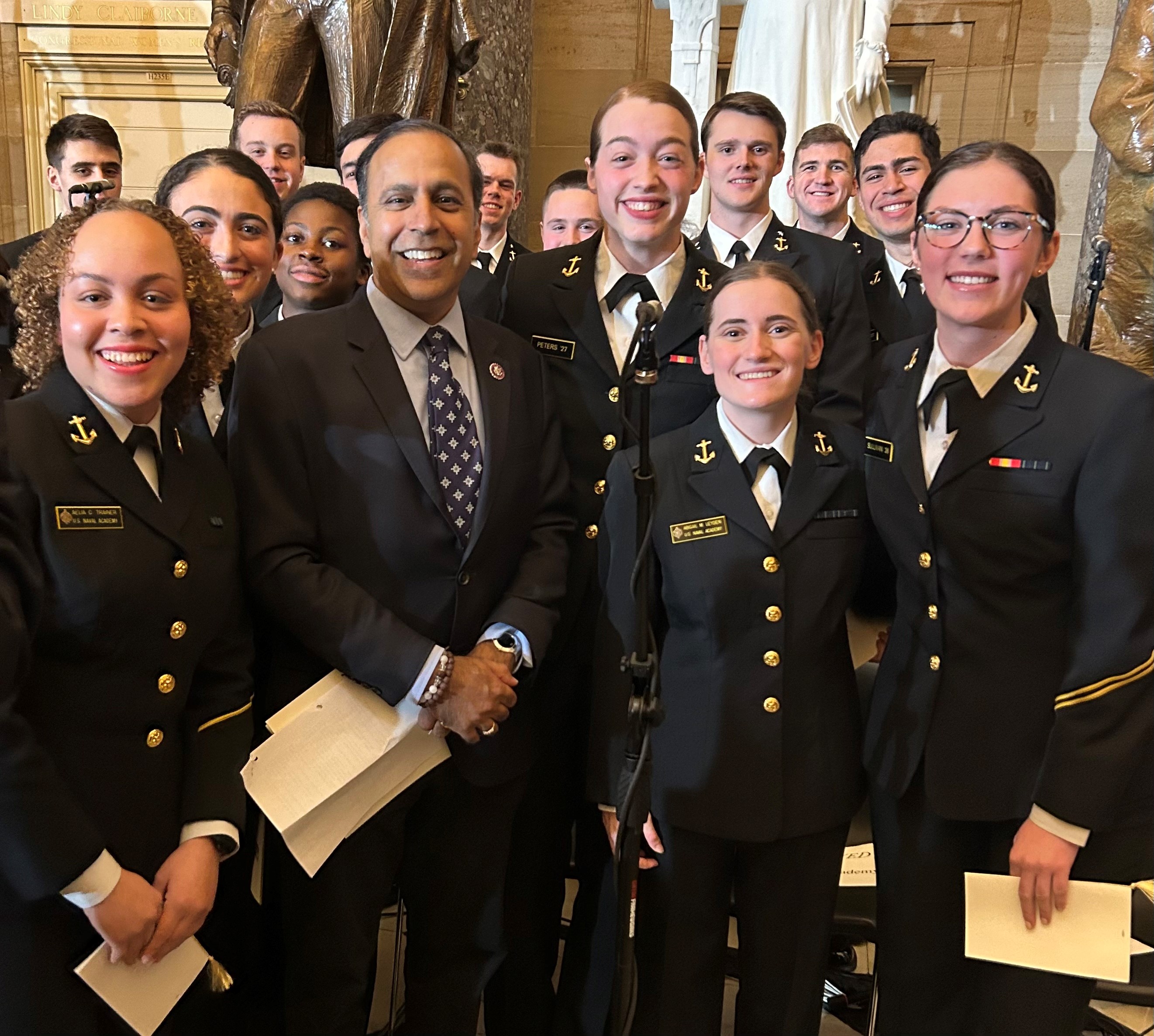 Congressman Krishnamoorthi with US Naval Academy Midshipmen