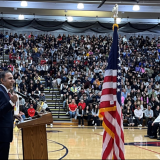 Congressman Krishnamoorthi speaks at Conant High School in Hoffman Estates about the importance of Veterans Day and supporting all those who have served our nation in uniform.