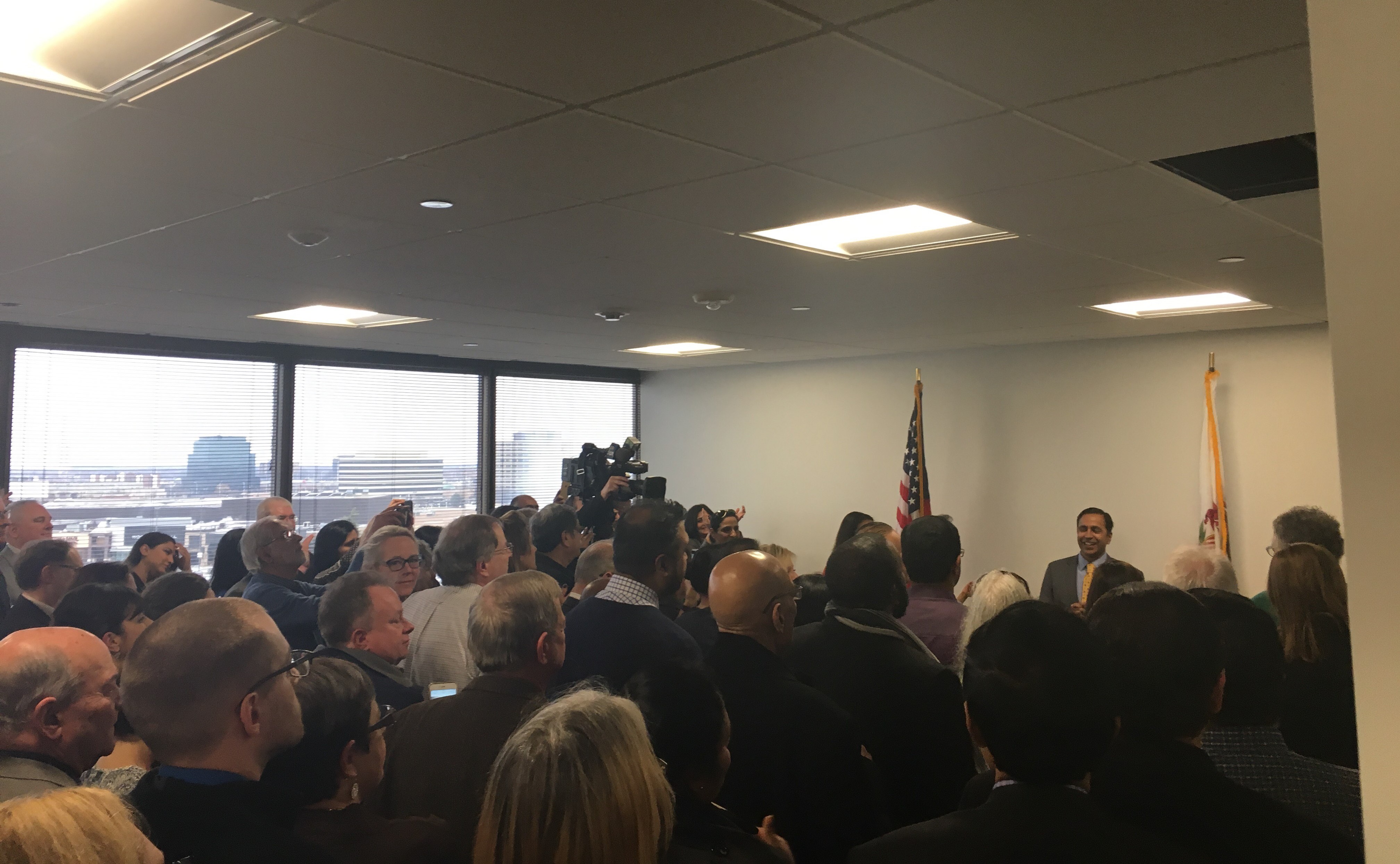 Rep. Krishnamoorthi Stands Before A Huge Crowd